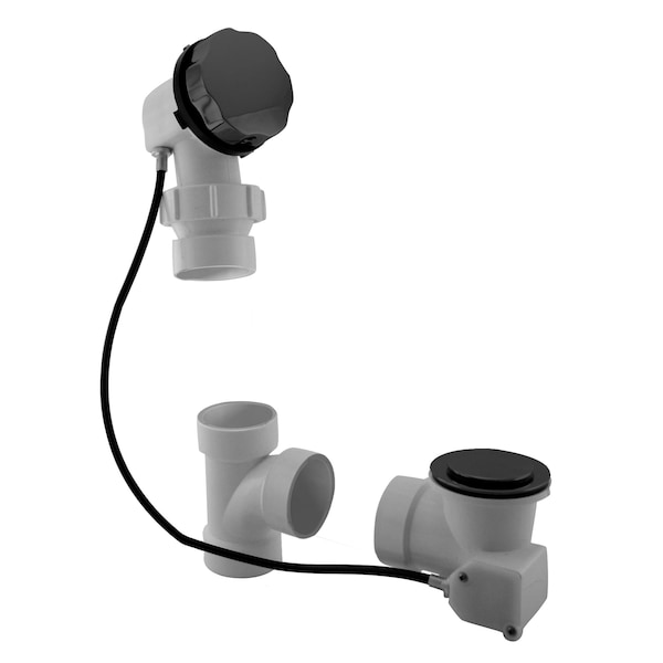 Westbrass Sch. 40 PVC 27" Cable Drive Bath Waste, Ball Joint Head in Powdercoated Flat Black D50P27BJ-62 - main